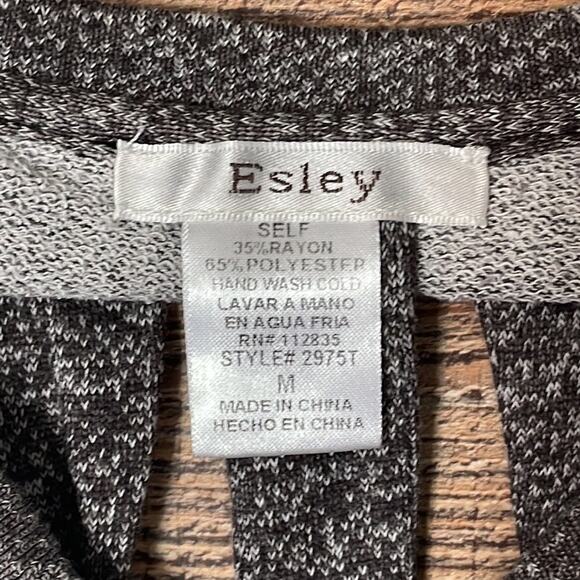 Esley Gray Open Lattice Back Long Sleeve Top Ivory Lace Front Size Medium - Picture 5 of 9